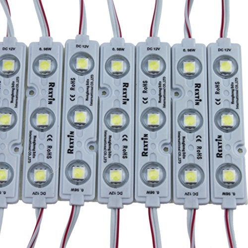 REXTiN Super Bright 200pcs 3 LED Module White 5050 SMD 66-72LM Each Module Waterproof Decorative Light for Letter Sign Advertising Signs with Tape Adhesive Backside - Image 1