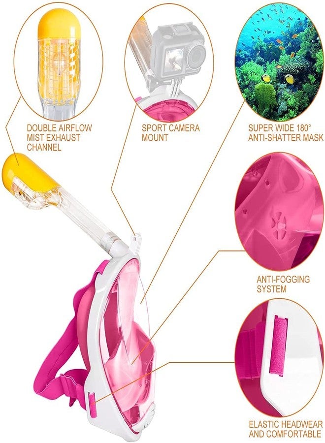 Olpad Snorkel Mask with Detachable Snorkeling Mask 180 Panoramic View Anti-Fog Anti-Leak Dry Top Set for Adult and Kids (Pink S/M) - Image 5