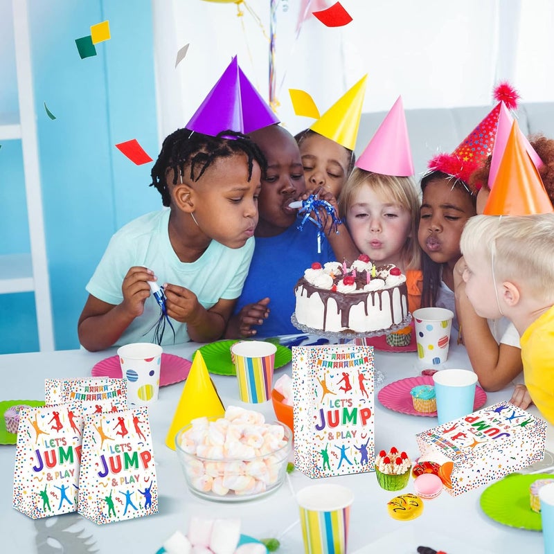 Epakh 24 Packs Trampoline Jump Candy Bags goodie bags jump Party Favor supplies Colorful Play and Jump Paper Bag Goodie Bags Jumping Themed Kids Paper Snack Bags Gifts Bags for Birthday Party Supplies - Image 5