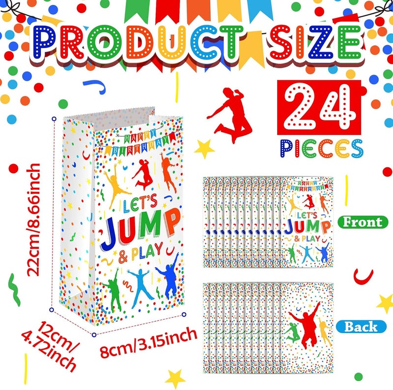 Epakh 24 Packs Trampoline Jump Candy Bags goodie bags jump Party Favor supplies Colorful Play and Jump Paper Bag Goodie Bags Jumping Themed Kids Paper Snack Bags Gifts Bags for Birthday Party Supplies - Image 2