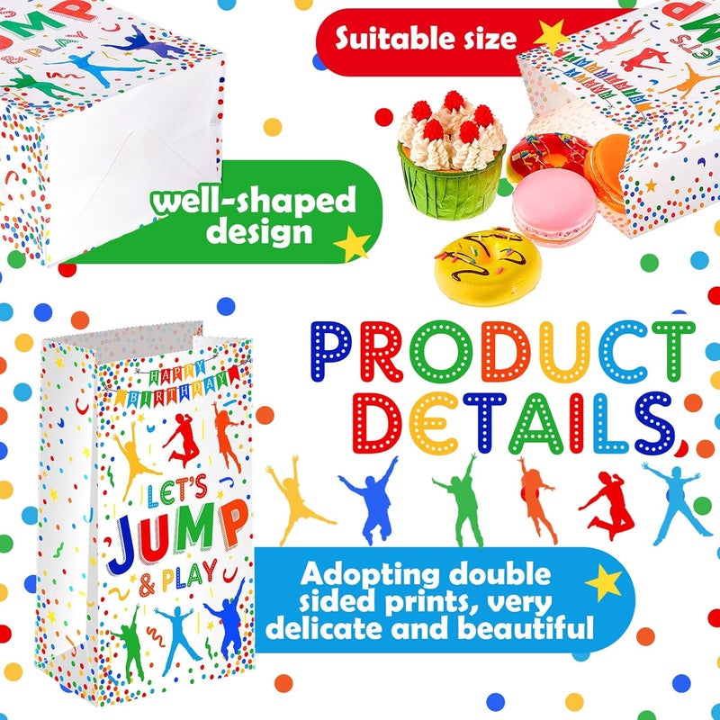 Epakh 24 Packs Trampoline Jump Candy Bags goodie bags jump Party Favor supplies Colorful Play and Jump Paper Bag Goodie Bags Jumping Themed Kids Paper Snack Bags Gifts Bags for Birthday Party Supplies - Image 3