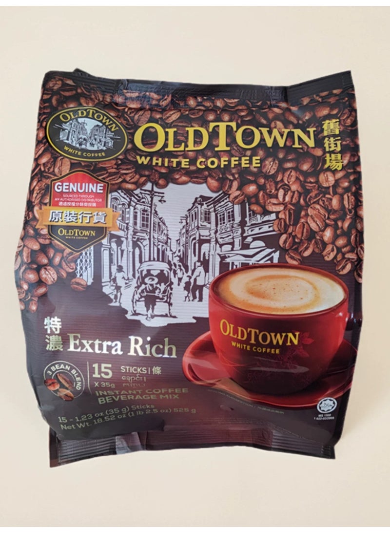 OLDTOWN, 3 in 1, Instant white coffee, Extra Rich, 2packs, 525g (35g*15) - Image 2