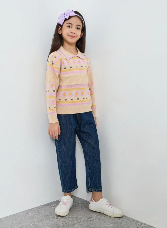 ستايلي سويت شيرت محبوك بتفاصيل مُطرّزة