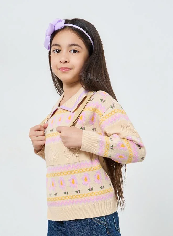 ستايلي سويت شيرت محبوك بتفاصيل مُطرّزة