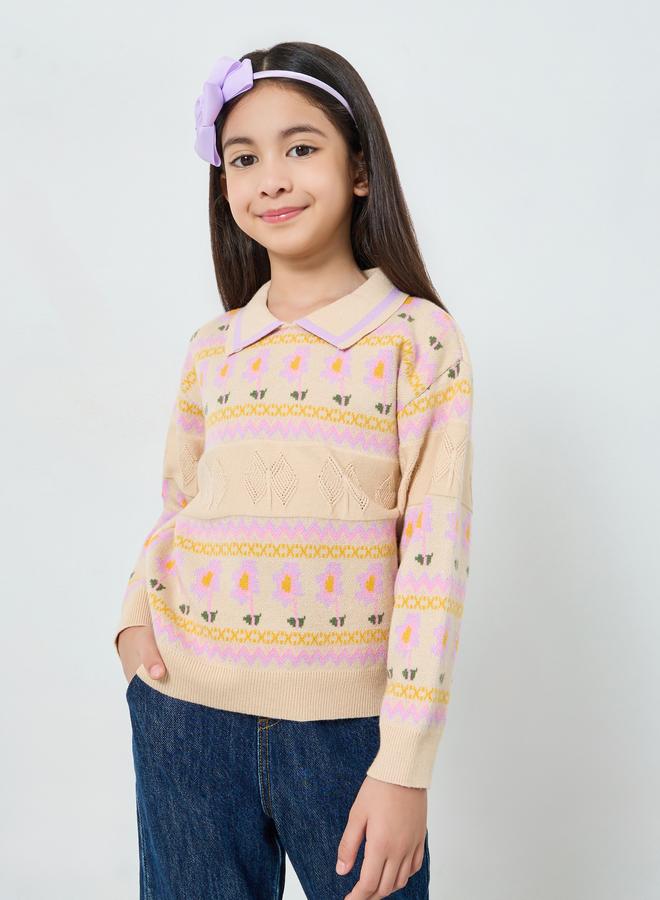 ستايلي سويت شيرت محبوك بتفاصيل مُطرّزة - Image 3