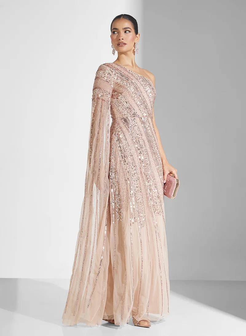 اميليا روز Sequin One-Shoulder Dress