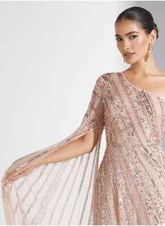 Amelia Rose One Shoulder Sequin Maxi Dress  - Image 3