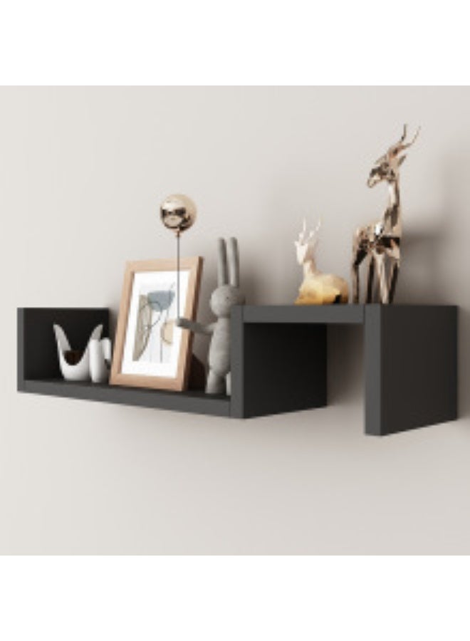 ميكسد مجموعة من 2 رفوف الزاوية العائمة - رفوف خشبية مثبتة على الجدار للديكور المنزلي في غرفة النوم وغرفة المعيشة وحمام ومطبخ ومكتب - Image 2