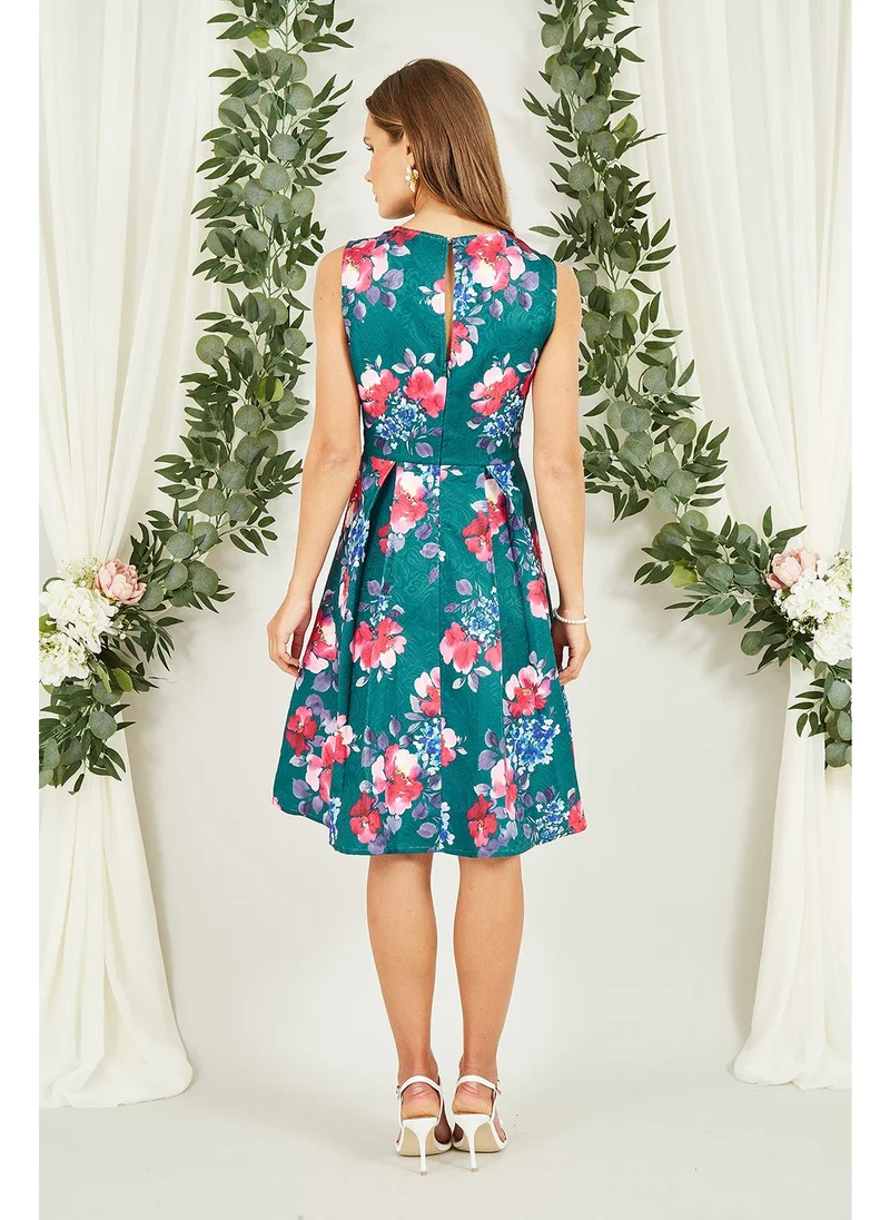 Yumi Jacquard Winter Floral Skater Dress