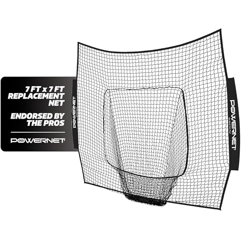 PowerNet Baseball & Softball 7x7 FT Net Replacement, Durable Baseball Screens for Batting & Pitching, Heavy Duty Knotless Netting in Team Colors, NET ONLY (Black) - Image 1