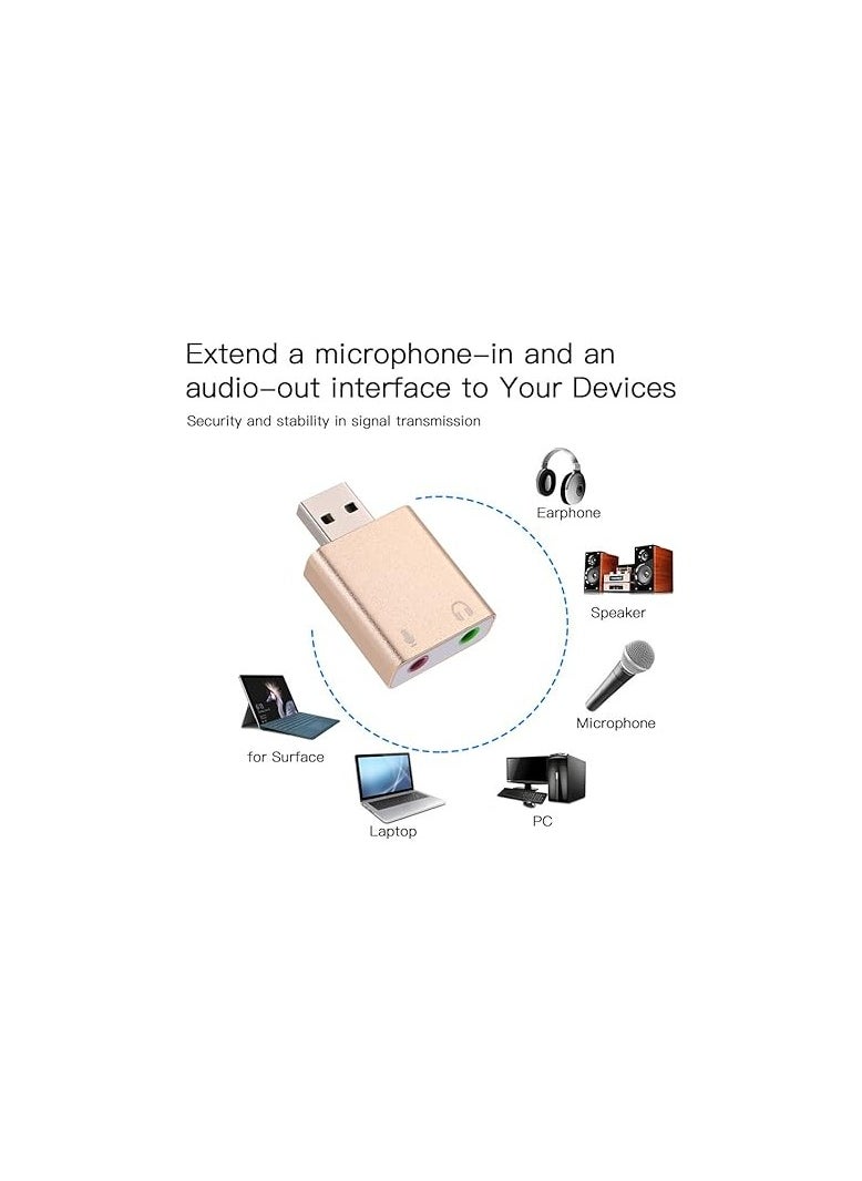 ماركة غير محددة محول صوت USB من الألومنيوم، محول صوت ستيريو خارجي من سبائك الألومنيوم USB افتراضية HIFI Magic Voice 7.1 مع سماعات رأس وميكروفون  - Image 3