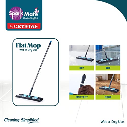 Sparkmate By Crystal Flat Microfiber Mop for Wet and Dry Cleaning, Detachable and Extendable Handle - Image 3