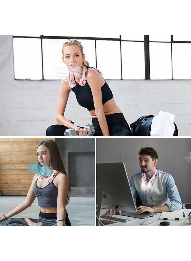 وايينيي مكيف هواء للرقبة، مروحة رقبة محمولة مع تدفق هواء مبرد بالكافور بدون شفرات، مروحة رقبة USB قابلة للشحن بخمس سرعات، شاشة LED، مروحة شخصية للسفر في الهواء الطلق والاستخدام الداخلي (وردي) - Image 5