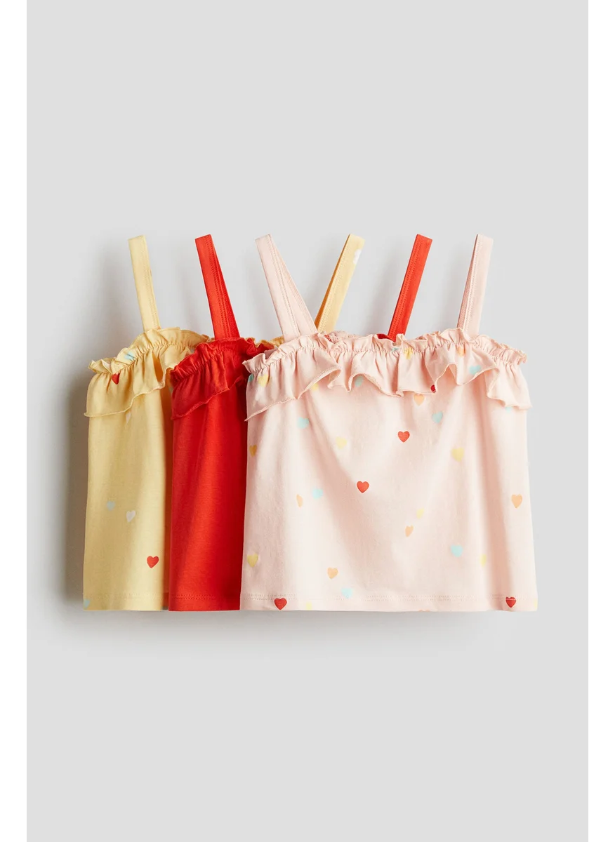H&M 3-Pack Flounce-Trimmed Strappy Tops