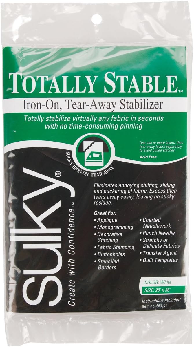 Sulky Totally Stable Iron-On Tear-Away Stabilizer, 20 x 36-Inch, White