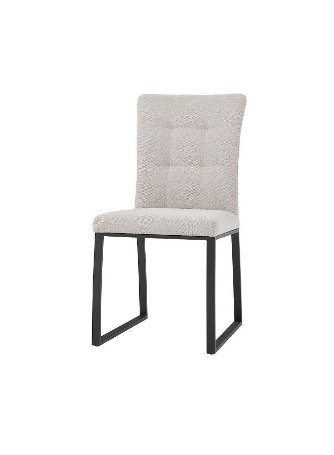 DANUBE HOME Midland Dining Chair Set of 2 With Fabric Upholstery |Sturdy Kitchen Dining Chairs Without Table | Single Seater Modern Design Furniture For Dining Room L47xW57xH92cm-Beige/Black - Image 1
