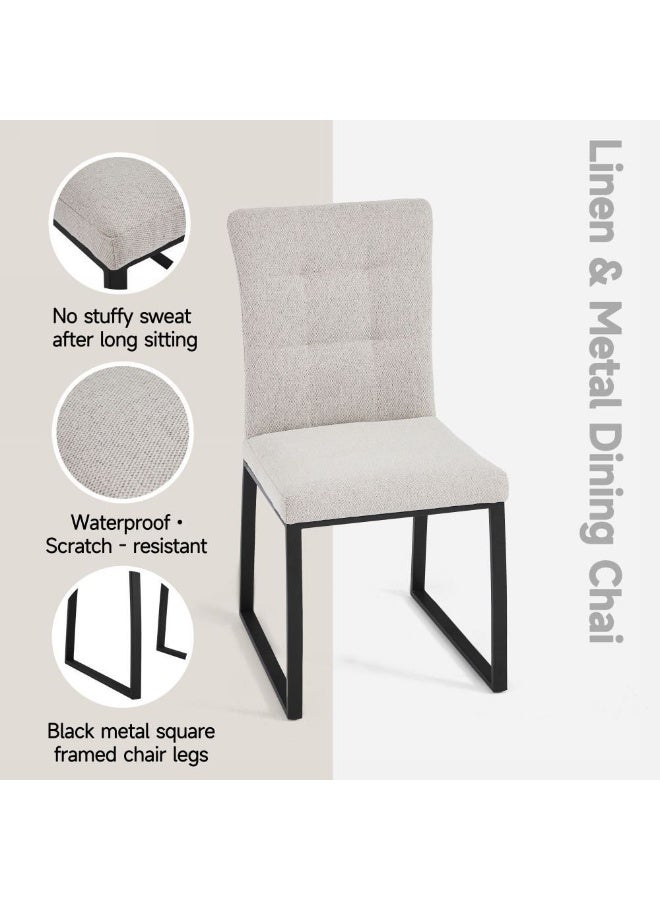 DANUBE HOME Midland Dining Chair Set of 2 With Fabric Upholstery |Sturdy Kitchen Dining Chairs Without Table | Single Seater Modern Design Furniture For Dining Room L47xW57xH92cm-Beige/Black - Image 3