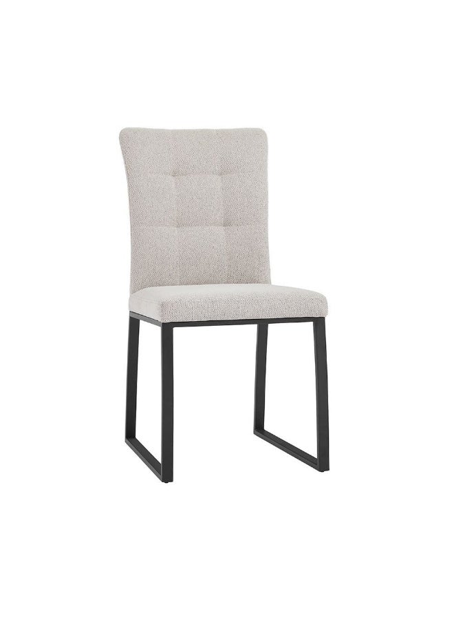 DANUBE HOME Midland Dining Chair Set of 2 With Fabric Upholstery |Sturdy Kitchen Dining Chairs Without Table | Single Seater Modern Design Furniture For Dining Room L47xW57xH92cm-Beige/Black - Image 2