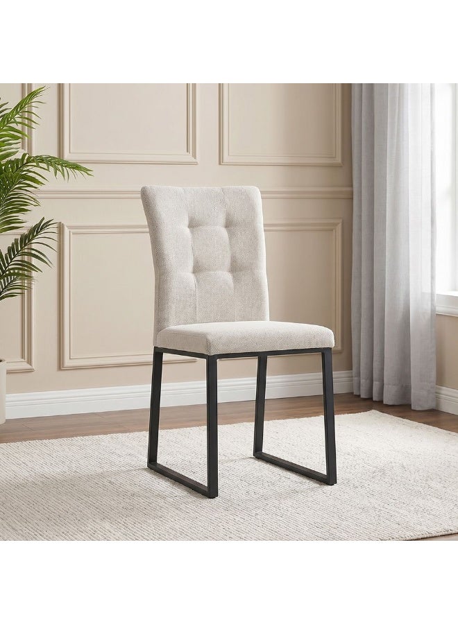 DANUBE HOME Midland Dining Chair Set of 2 With Fabric Upholstery |Sturdy Kitchen Dining Chairs Without Table | Single Seater Modern Design Furniture For Dining Room L47xW57xH92cm-Beige/Black - Image 1