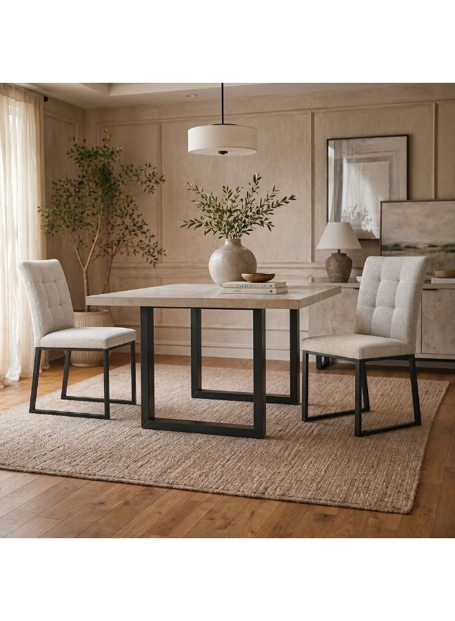 DANUBE HOME Midland Dining Chair Set of 2 With Fabric Upholstery |Sturdy Kitchen Dining Chairs Without Table | Single Seater Modern Design Furniture For Dining Room L47xW57xH92cm-Beige/Black - Image 5