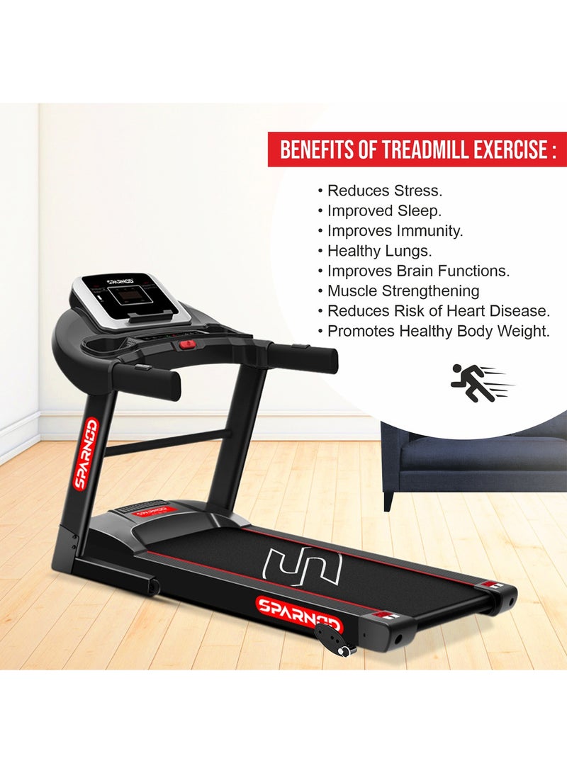 Sparnod Fitness STH-1250 (3 Hp Peak) Automatic Motorised Treadmill for Home Use | Speed-12Km/Hr | Max User Weight 100 Kg | Manual Incline | Installation Video Assistance | Warranty 1 Year - Image 5