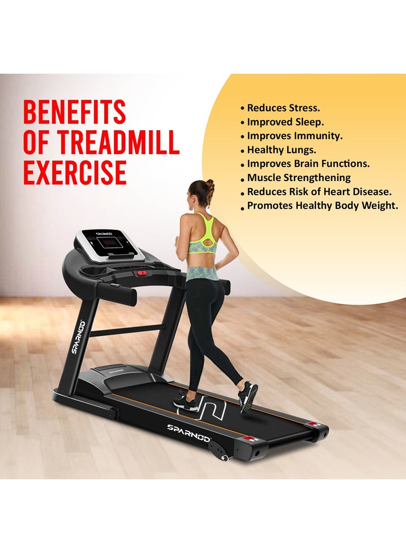 Sparnod Fitness STH-1250 (3 Hp Peak) Automatic Motorised Treadmill for Home Use | Speed-12Km/Hr | Max User Weight 100 Kg | Manual Incline | Installation Video Assistance | Warranty 1 Year - Image 3