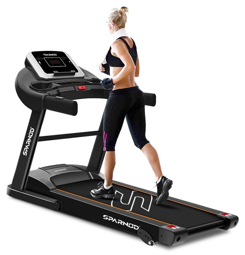 Sparnod Fitness STH-1250 (3 Hp Peak) Automatic Motorised Treadmill for Home Use | Speed-12Km/Hr | Max User Weight 100 Kg | Manual Incline | Installation Video Assistance | Warranty 1 Year - Image 1
