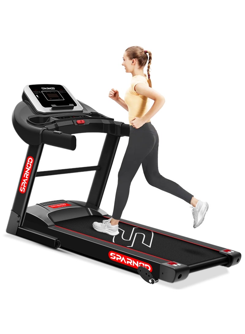 Sparnod Fitness جهاز مشي Sparnod Fitness STH-1250 (3 Hp Peak) أوتوماتيكي بمحرك للاستخدام المنزلي | السرعة 12 كم/ساعة | الحد الأقصى لوزن المستخدم 100 كجم | المنحدر اليدوي | مساعدة فيديو التثبيت | الضمان 1 سنة - Image 1