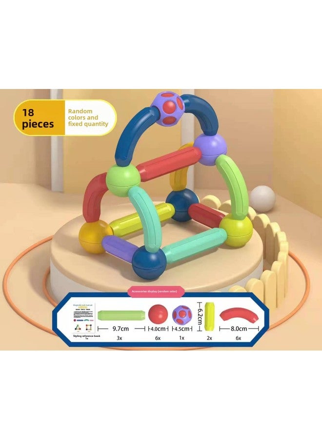Magnetic Stick Variety Puzzle Large Particle Magnetic Building Blocks Hot Sale Decompression Baby Children's Toys-Color:Magnetic Rod 18PCs Mail Order Box  - Image 1