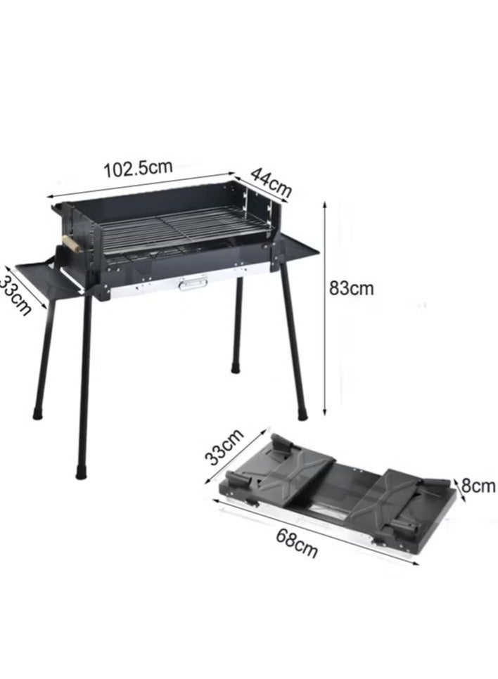 WALALLA Foldable Portable Charcoal Grill, Stainless Steel BBQ Grill Extra Large Outdoor BBQ Grill, with 3 Adjustable Heights Detachable Charcoal Grill with Stand, for Garden Picnic Outdoor Cooking - Image 4