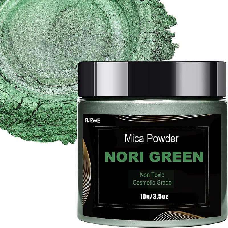 Nori Green Mica Powder100g Big Bottle Pigment Powder Multipurpose DIY Arts and Crafts Additive Woodworking Epoxy Resin Natural Bath Bombs Paint SoapNail Polish Lip GlossNori Green 35oz
