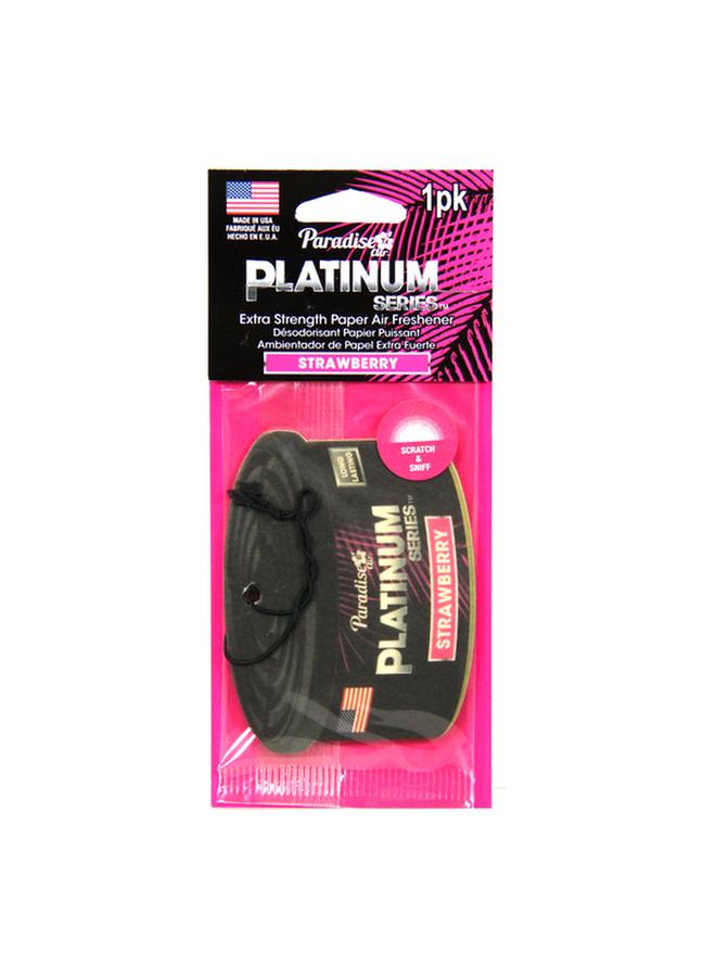 Paradise Platinum Series Long Lasting Strawberry Paper Hanging Air Freshener Black - Image 1