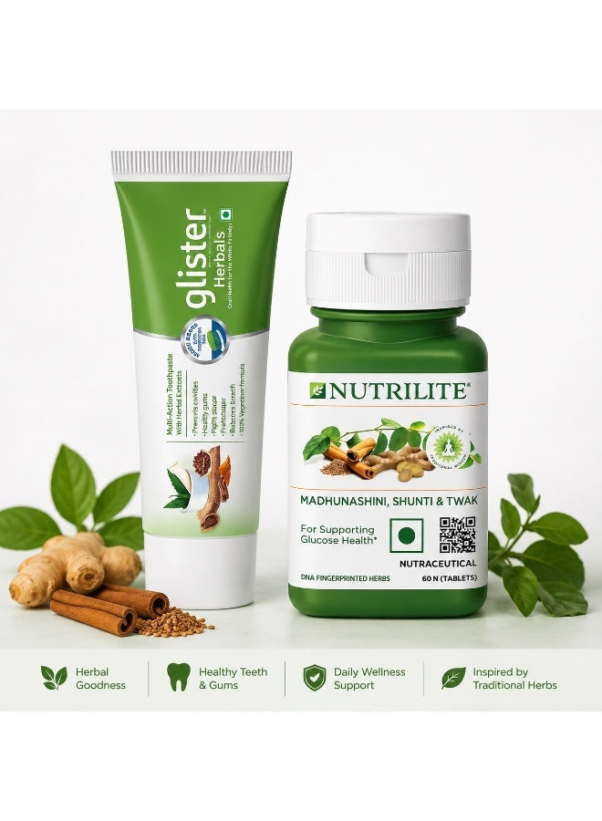 Nutrilite madhunashini, Shunti & Twak 60 tablets with herbal tooth paste - Image 1