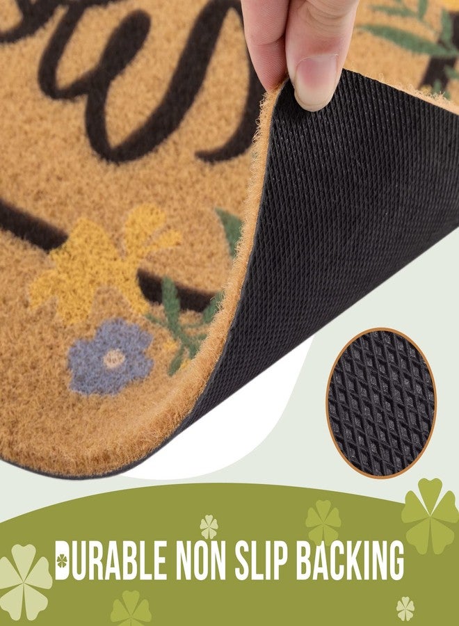 Carvapet Artificial Coir Doormat with Non Slip Backing, Durable Indoor Outdoor Front Door Welcome Mat for Entryway Porch Patio 17 x 30 Inch Spring Summer Seasonal Welcome Flower Garland Doormat - Image 4