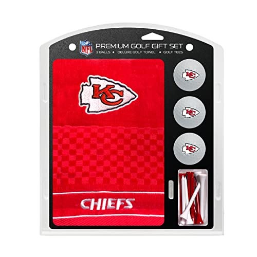 Team Golf NFL Kansas City Chiefs Embroidered Golf Towel, 3 Golf Ball, and Golf Tee Set Gift Set Embroidered Golf Towel, 3 Golf Balls, and 14 Golf Tees 2-3/4" Regulation, Tri-Fold Towel 16" x 22" & 100% Cotton - Image 1