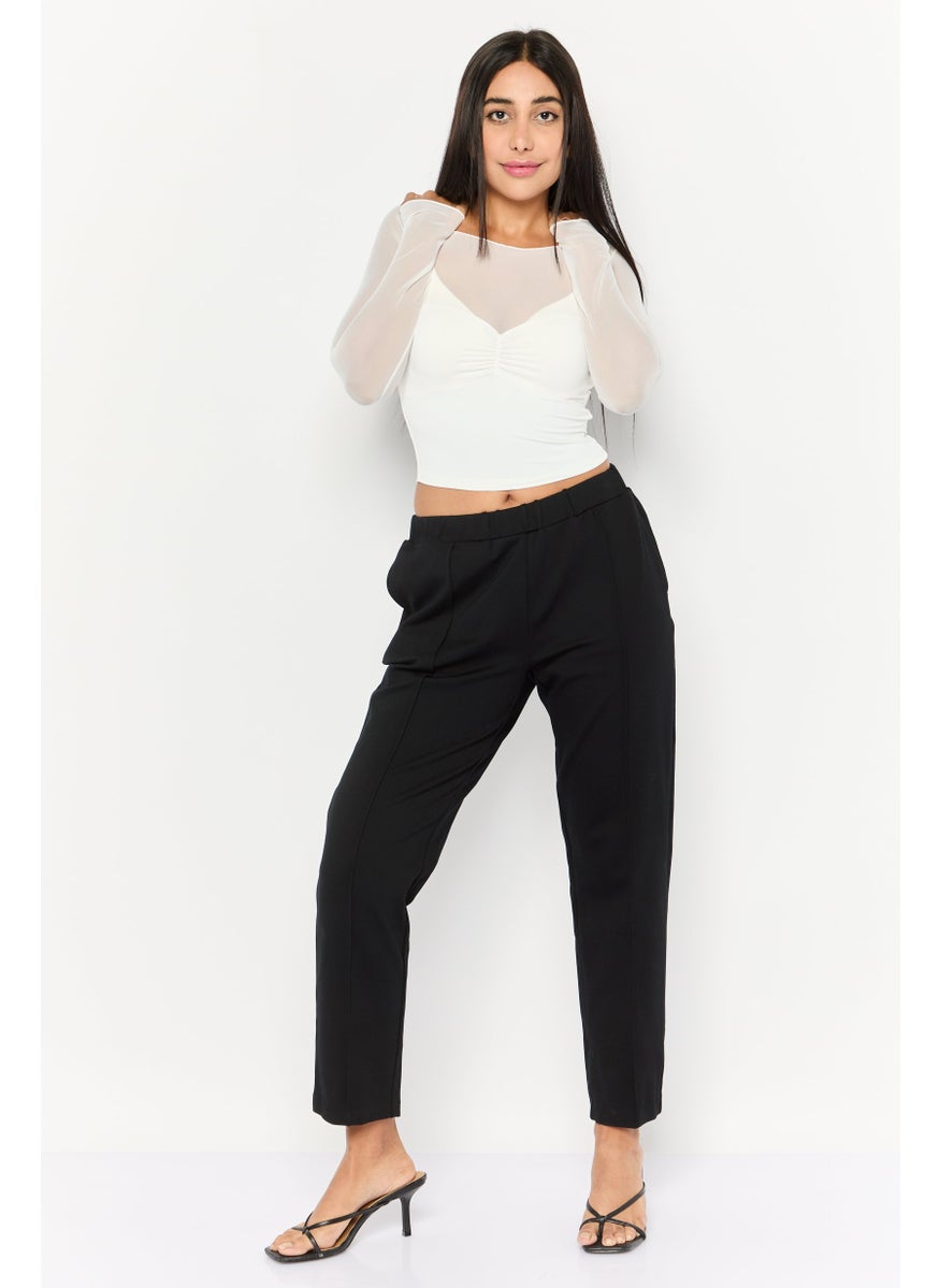 Bershka Women Round Neck Long Sleeve Plain Top, White  - Image 2