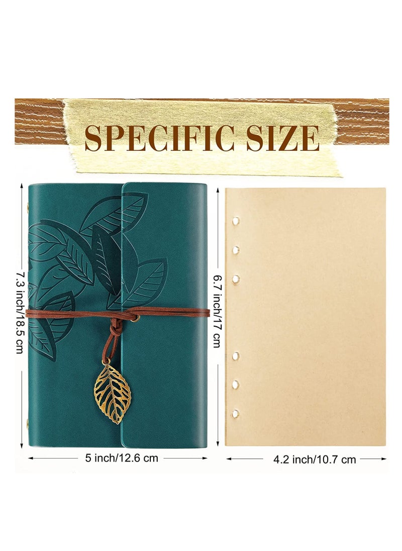 SYOSI - Vintage Leather Notebook, Retro Writing Journal Diary Pu Leather Cover, Leaf Pattern Spiral Blank String Daily Notepad, Art Sketchbook, Retro Pendants, Classic Embossed, Loose Leaf Coffee Black - Image 1