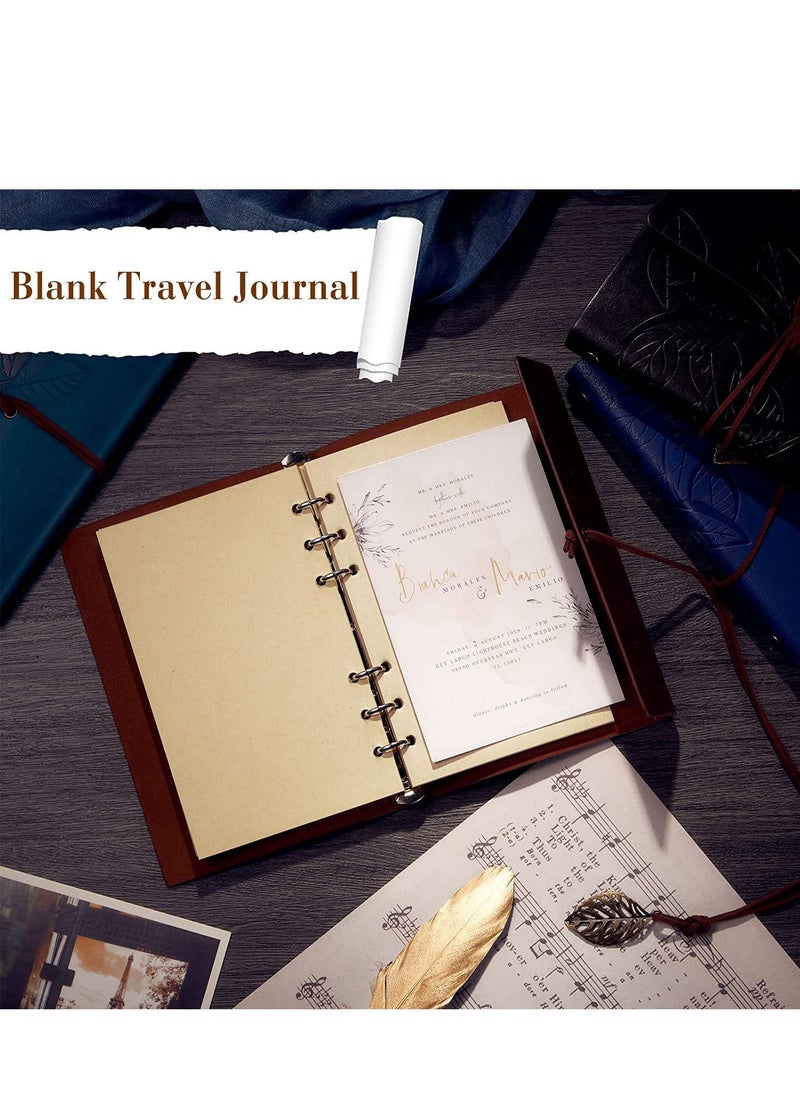 SYOSI - Vintage Leather Notebook, Retro Writing Journal Diary Pu Leather Cover, Leaf Pattern Spiral Blank String Daily Notepad, Art Sketchbook, Retro Pendants, Classic Embossed, Loose Leaf Coffee Black - Image 1
