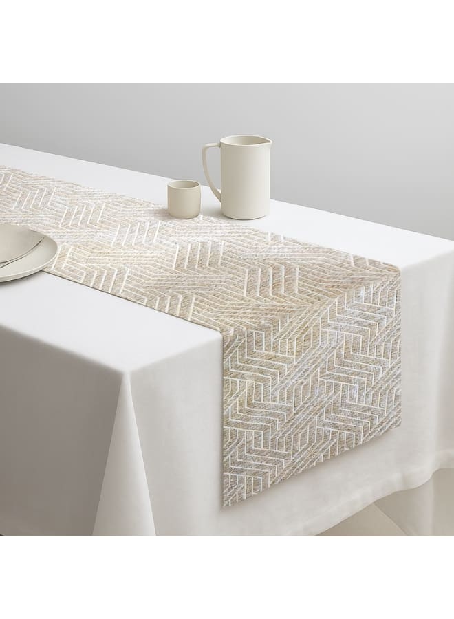Intex Curtains House Nadia's design velvet linen rectangle Table Runner - heavy duty velvet fabric - suitable for reciption , living rooms and special ocassions - unique geometrical design - set of one piece  - Image 3
