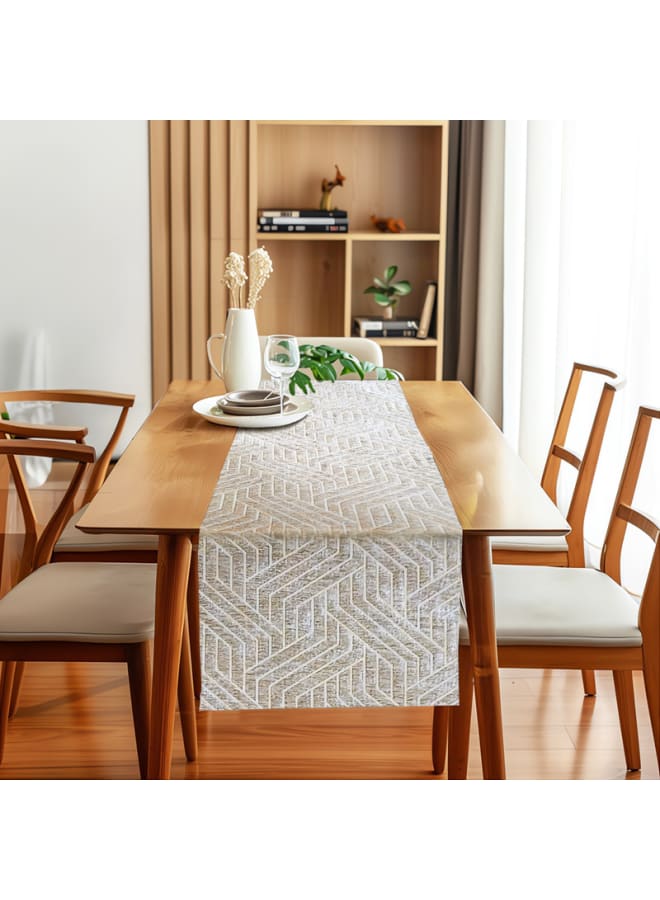 Intex Curtains House Nadia's design velvet linen rectangle Table Runner - heavy duty velvet fabric - suitable for reciption , living rooms and special ocassions - unique geometrical design - set of one piece  - Image 1