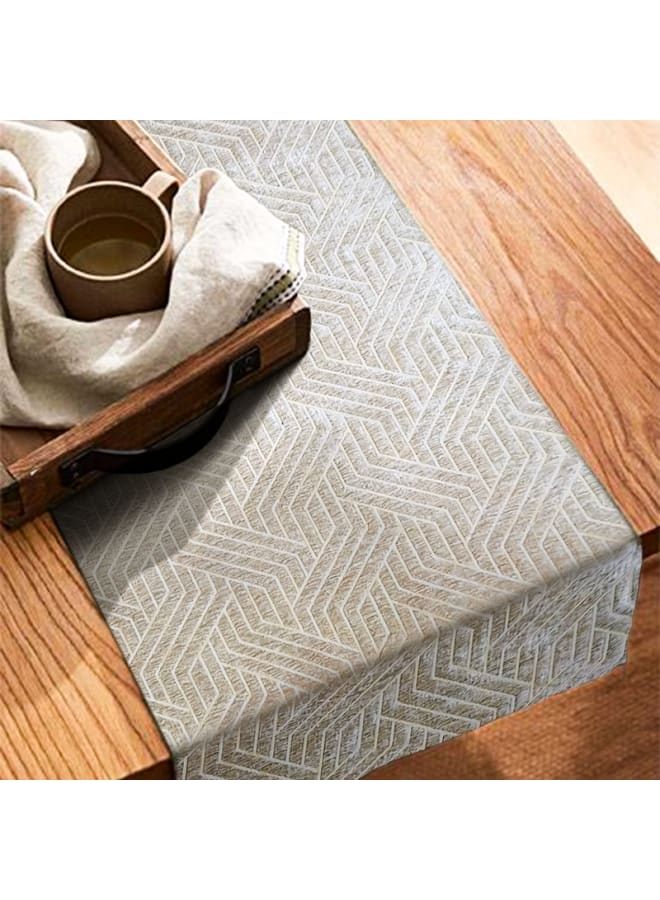 Intex Curtains House Nadia's design velvet linen rectangle Table Runner - heavy duty velvet fabric - suitable for reciption , living rooms and special ocassions - unique geometrical design - set of one piece  - Image 2