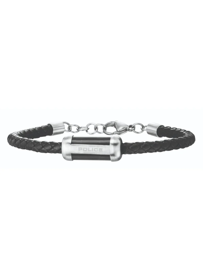 Burbank Black Leather Braided Bracelet for Men