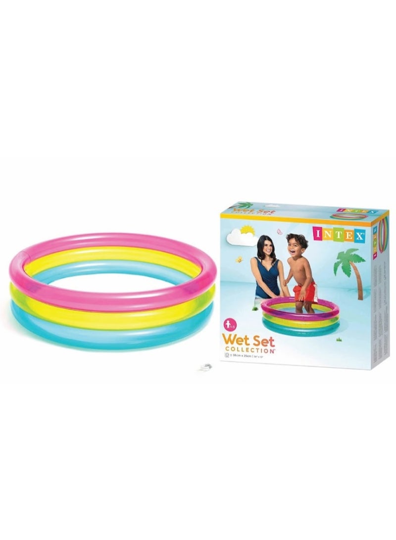 INTEX Wet Set Round Pool - Small Inflatable Swimming Pool for Toddlers, Size 86cm x 25cm. 3-Ring Colorful Pool for Kids, Model 57104. - Image 1