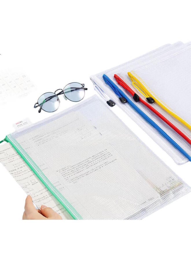 Deli 10 A4 Transparent Grid Zipper Bags, Document Organizer For Students, Subject Classification File Folders, Receipt And Exam Paper Storage, Document Protection, Random Color 63479 - Image 1