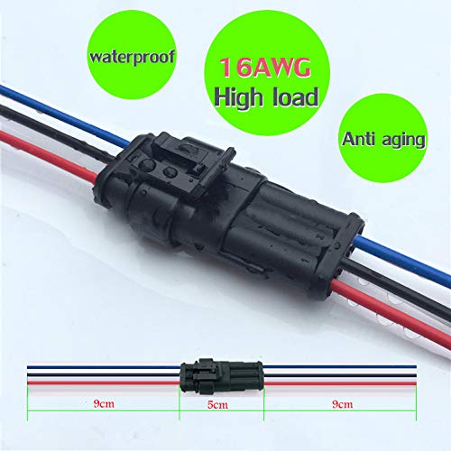 YETOR Way Car Waterproof Electrical Connector,16 AWG 3 pin Plug Auto Electrical Wire Connectors Marine for Car, Truck, Boat, and Other Wire Connections.(5 Pack)¡­ - Image 2