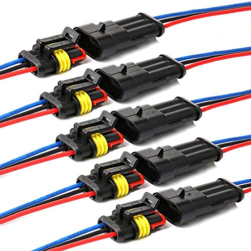 YETOR Way Car Waterproof Electrical Connector,16 AWG 3 pin Plug Auto Electrical Wire Connectors Marine for Car, Truck, Boat, and Other Wire Connections.(5 Pack)¡­ - Image 1