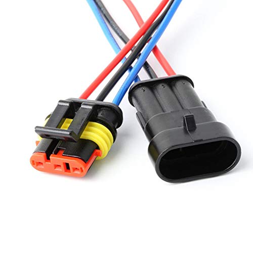 YETOR Way Car Waterproof Electrical Connector,16 AWG 3 pin Plug Auto Electrical Wire Connectors Marine for Car, Truck, Boat, and Other Wire Connections.(5 Pack)¡­ - Image 3