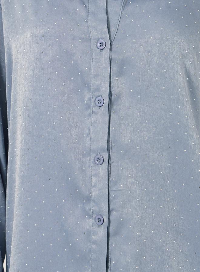 Styli Embellished Collared Long Sleeves Oversized Shirt  - Image 4