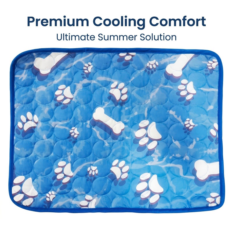 Cool Blue Paw Print Reversible Pet Cooling Mat Washable Non Slip Dog Bed Pad for Small Medium Dogs Cats 32x45cm - Image 5