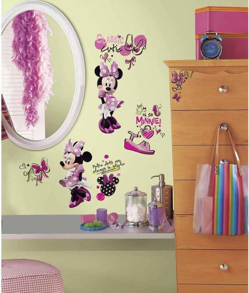 RoomMates RMK2554SCS Minnie Fashionista Peel and Stick Wall Decal, Pink - Image 2